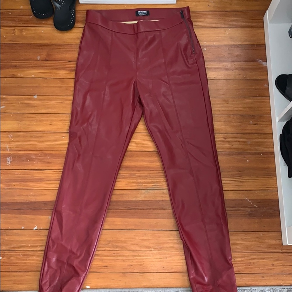 Red leather zara legging collection